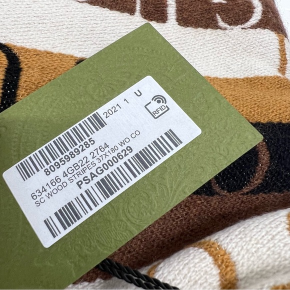 GUCCI Logo Stripe Wool 2021 Scarf w/ Tags - Picture 16 of 16